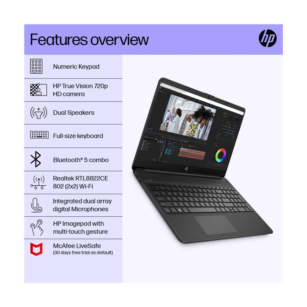 HP 15s-FQ3066TU Laptop - Dual Speakers - Full-size Keyboard