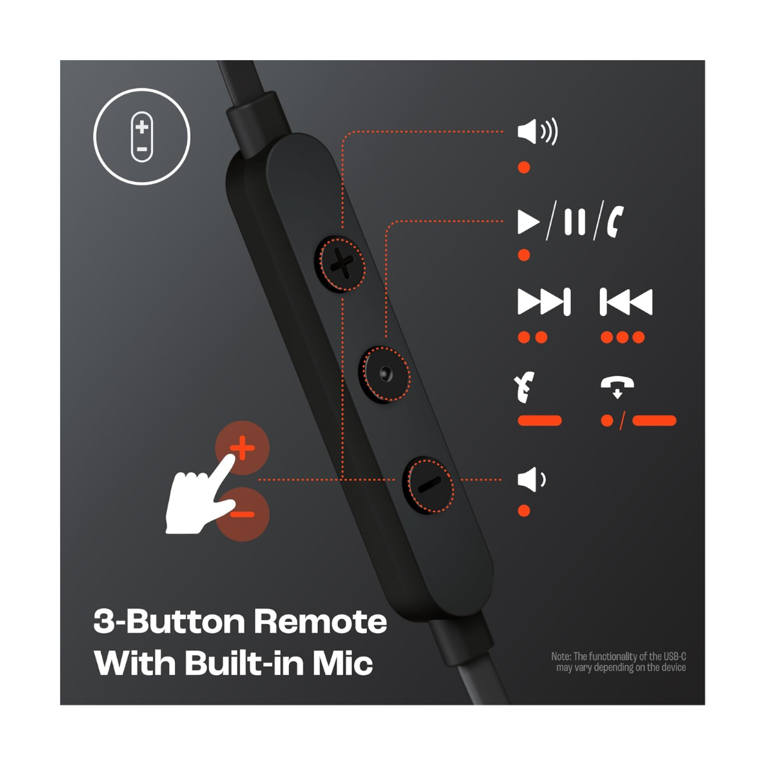 JBL Tune 310C USB Type-C Wired Earphone - 3 Button Control with Built-in Mic