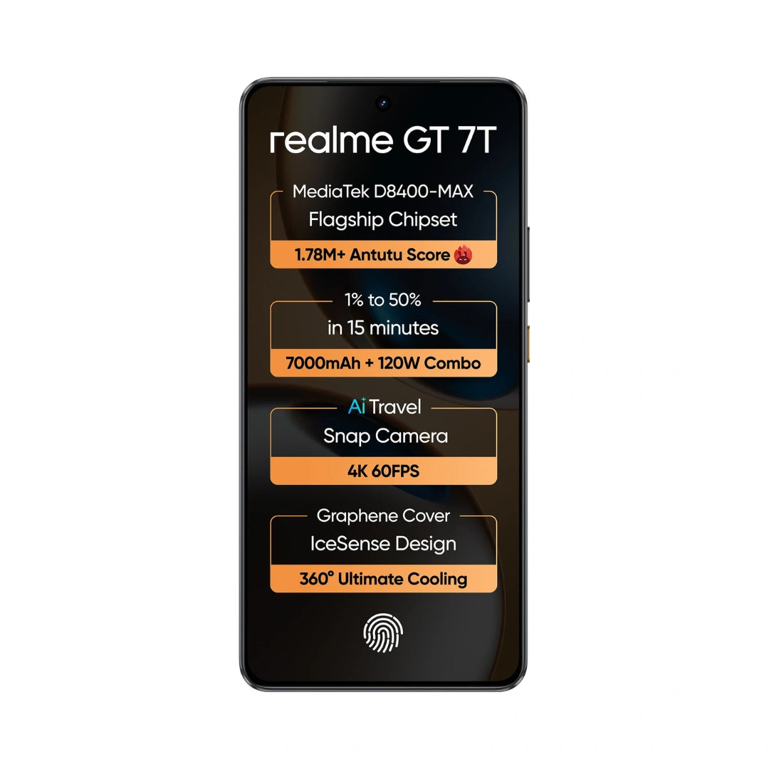 realme GT 7T  | MediaTek D8400 MAX | Strongest Battery Combo 7000mAh + 120W | AI 4K 60FPS Travel Camera | 6000 nits Display