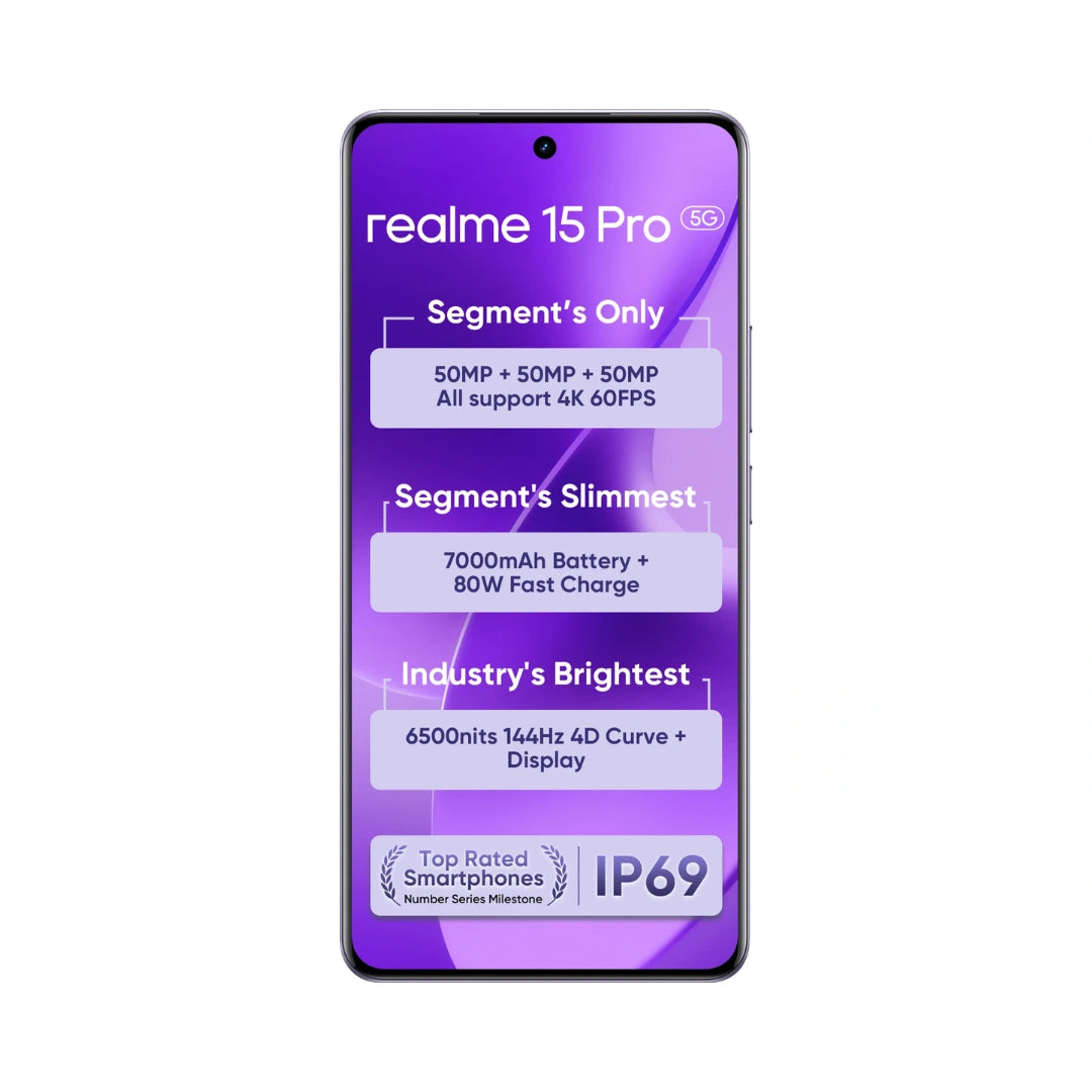 Realme 15 Pro | 6.8 Inches Display | OLED Display | Qualcomm Snapdragon | 50MP Rear Camera | 50MP Front Camera  | 7000 mAH Battery