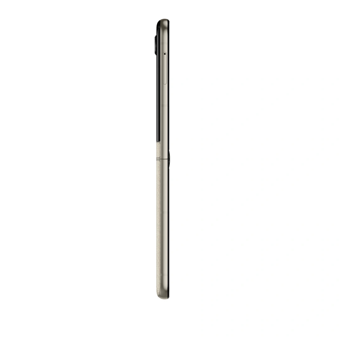 Motorola razr 50 | 3.6" External AMOLED Display | 6.9" AMOLED 120Hz Display | 32MP Selfie Camera side view