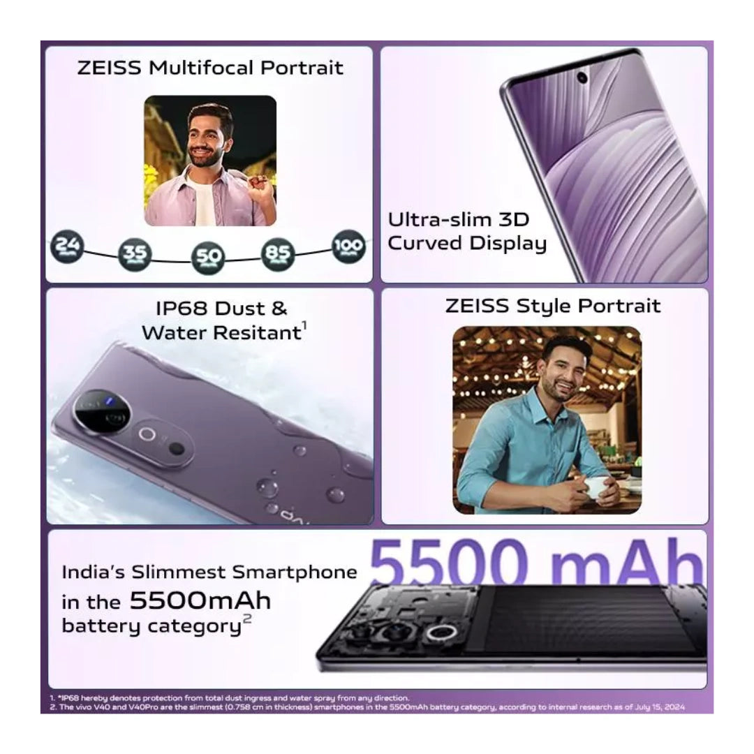 Vivo V40 | AMOLED Display | Qualcomm SM7550-AB Snapdragon 7 Gen 3 | Dual Rear camera