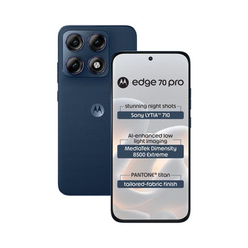 Moto Edge 70 Pro | 6.8" Extreme AMOLED Display | Android™ 16 | MediaTek Dimensity 8500 Extreme Chipset | 50MP Sony LYTIA™ Dual Camera | 50MP Front Camera | 650Mah Battery | Stereo Speakers Dolby Atmos® Hi-Res Audio | IP69/IP68 Under Water Protection