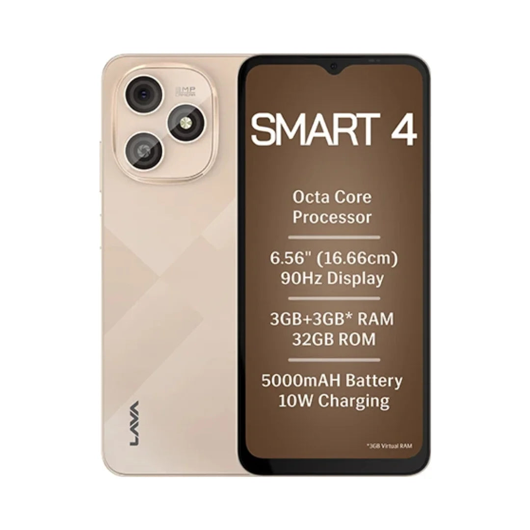 Lava Smart 4 | 6.56 inch QHD Display | UNISOC 9863A Octa-core Processor | 8MP Rear Camera | 5MP Front Camera | 5000mAh Battery | Dual Nano Sim