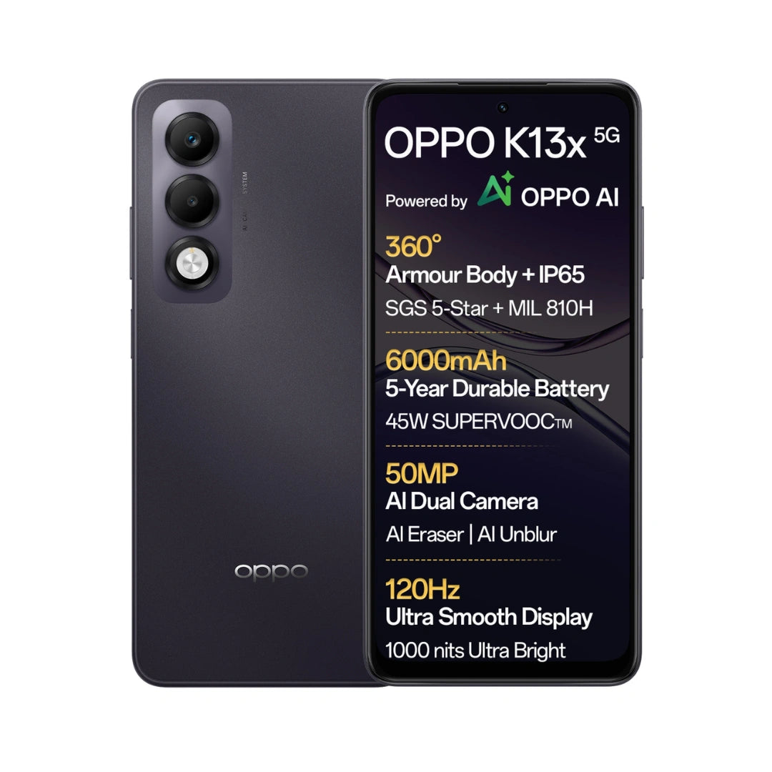 OPPO K13x 5G 6000mAh and 45W SUPERVOOC Charger  | MediaTek Dimensity 6300 | 6000 mAH Battery