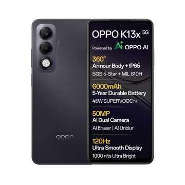 OPPO K13x 5G 6000mAh and 45W SUPERVOOC Charger  | MediaTek Dimensity 6300 | 6000 mAH Battery
