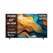 Haier | 43 Inches 4K UHD Google Smart TV - Dolby Atmos | 4K Ultra HD (3840 × 2160) | Dolby Vision, HDR10+ | Quad-Core CPU with Mali GPU | Google Assistant, App Store Access
