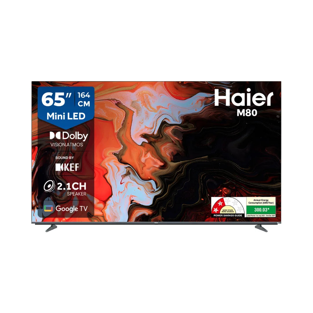 Haier 65 inch H65M80FUX Smart TV | Dolby Vision | HDR 10HLG Picture Technology | 6000:1 Contrast Ratio | 60Hz Refresh Rate