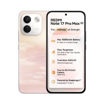 Redmi Note 17 Pro Max 5G | 6.83 inch AMOLED Display | Xiaomi HyperOS 3 with Android 16 | Snapdragon® 6 Gen 5 | 50MP Main Camera | 32MP Front Camera | Dolby Atmos | Hi-Res Audio | 10000mAh Battery | 100W Hyper Charging