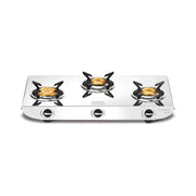 Vidiem Tusker Pulse 3 Burner Gas Stove | Premium High Gloss Stainless Steel Body | High-Efficiency Precision Gas Valves