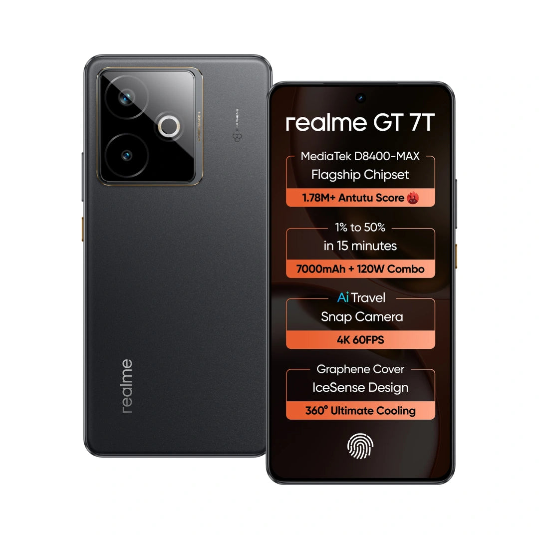 realme GT 7T  | MediaTek D8400 MAX | Strongest Battery Combo 7000mAh + 120W | AI 4K 60FPS Travel Camera | 6000 nits Display