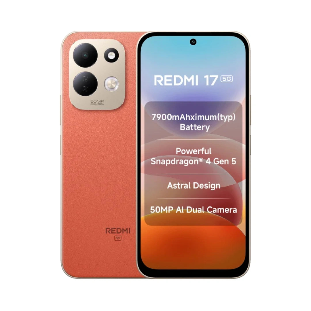 Redmi 17 5G | 6.9 inch Display | 120Hz Refresh Rate | Xiaomi Hyper OS 3 | Snapdragon® 4 Gen 5 Processor | 50MP Main Camera | 8MP Front Camera | 7900mAh Battery | 45W Turbo Charging