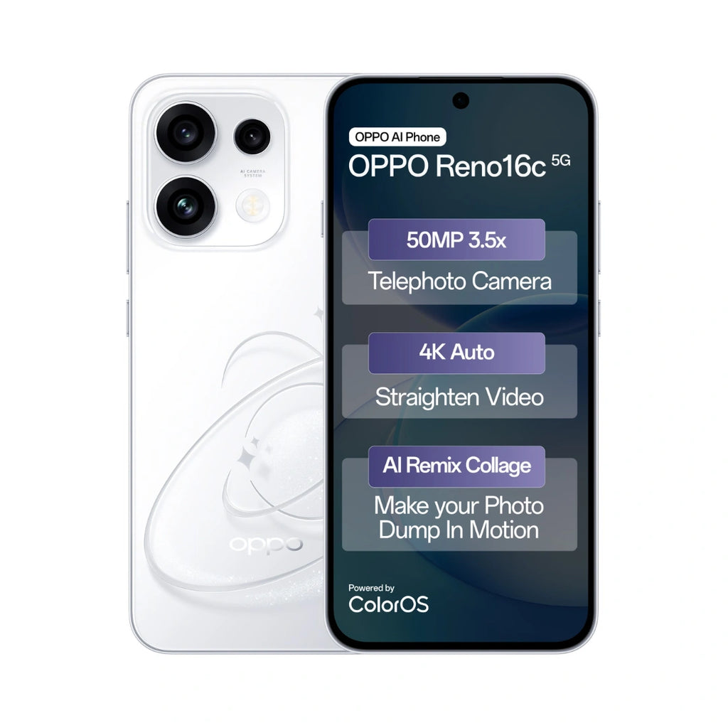OPPO Reno 16c 5G | 6.57 inch AMOLED Display | MediaTek Dimensity 7300 | 50MP Triple Rear Camera | 50MP Front Camera | 7000mAh Battery | 80W SUPERVOOC Charging
