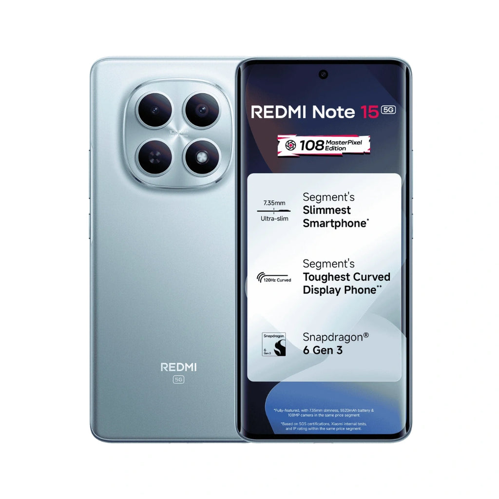 Redmi Note 15 5G | Snapdragon 6 Gen 3 | 108MP Main Camera | 20MP Front Camera | 5520mAh Battery | 45W Turbo Charging | IP65+IP66 Dust & Water Resistance