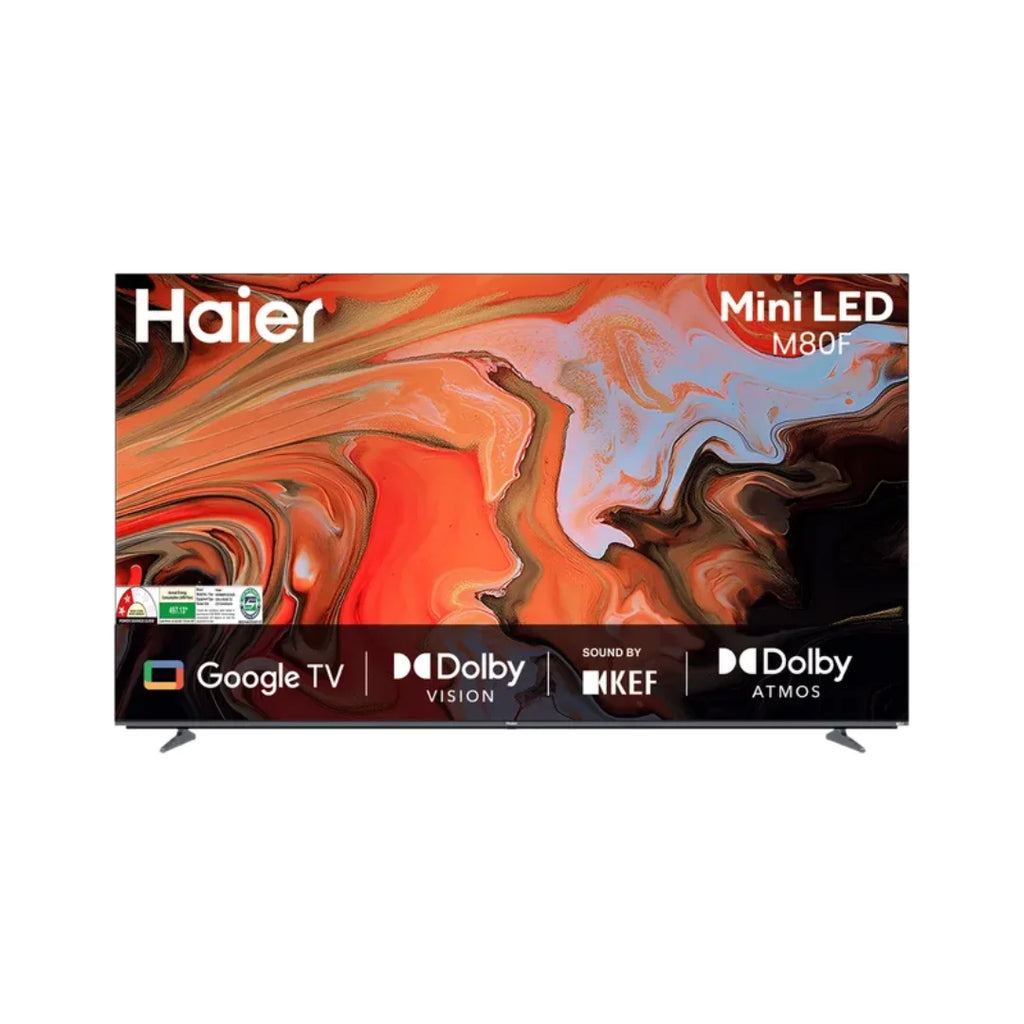 Haier 85 inch H85M80FUX Smart TV | Dolby Vision | HDR 10HLG Picture Technology | 6000:1 Contrast Ratio | 60Hz Refresh Rate | Hands Free Voice Control