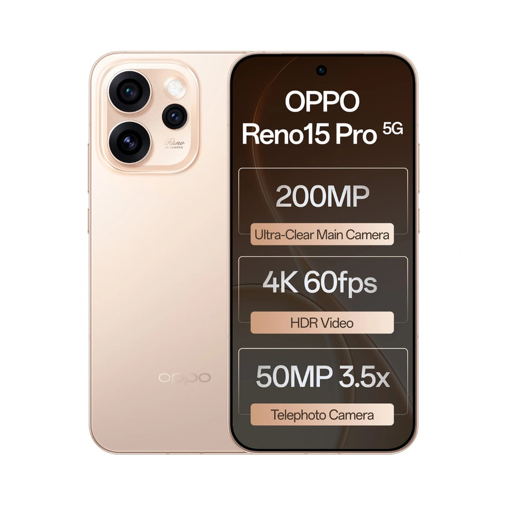 OPPO Reno 15 Pro 5G | 6.32 inches Display | Mediatek Dimensity 8450 | 200MP Main Camera | 50MP Front Camera | 6500mAh Battery | 80W SUPERVOOCTM Charging