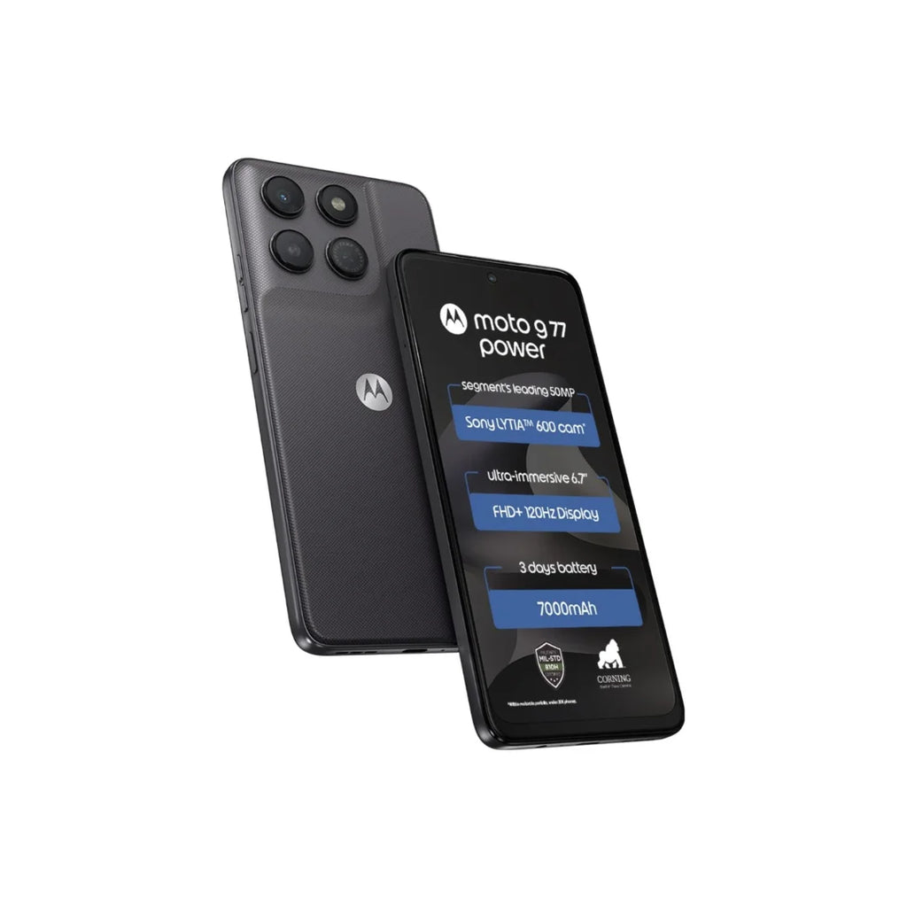 Moto G77 Power | 6.72 inch Display | 120Hz Refresh Rate | MediaTek Dimensity 6400 | 50MP Rear Camera | 32MP Front Camera | 7000mAh Battery | 30W Turbo Charging