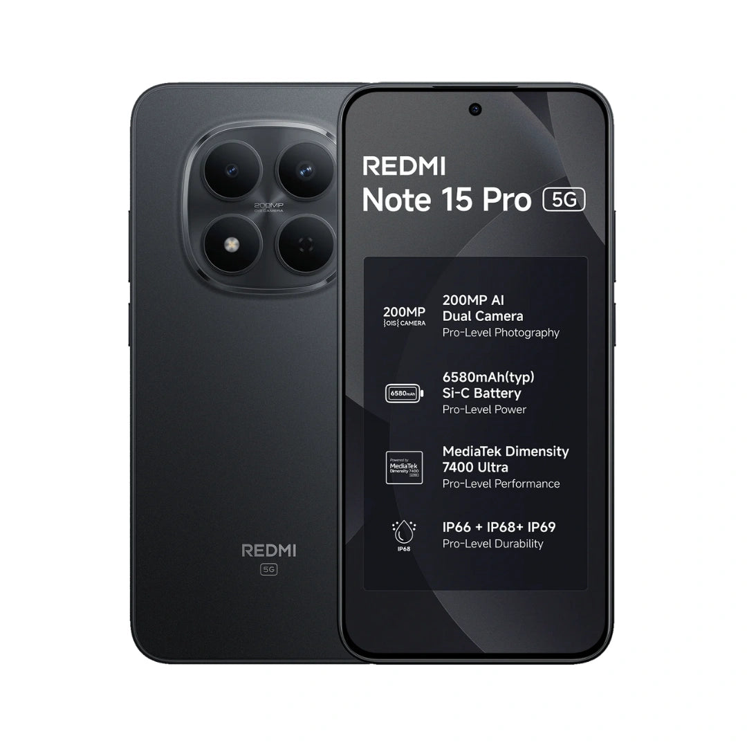 Redmi Note 15 Pro 5G | 6.83 inches AMOLED Display | MediaTek Dimensity 7400-Ultra | IP69K Water & Dust Resistance | 200MP Main Camera | 20MP Front Camera | 6580mAh Battery | 45W Turbo Charging
