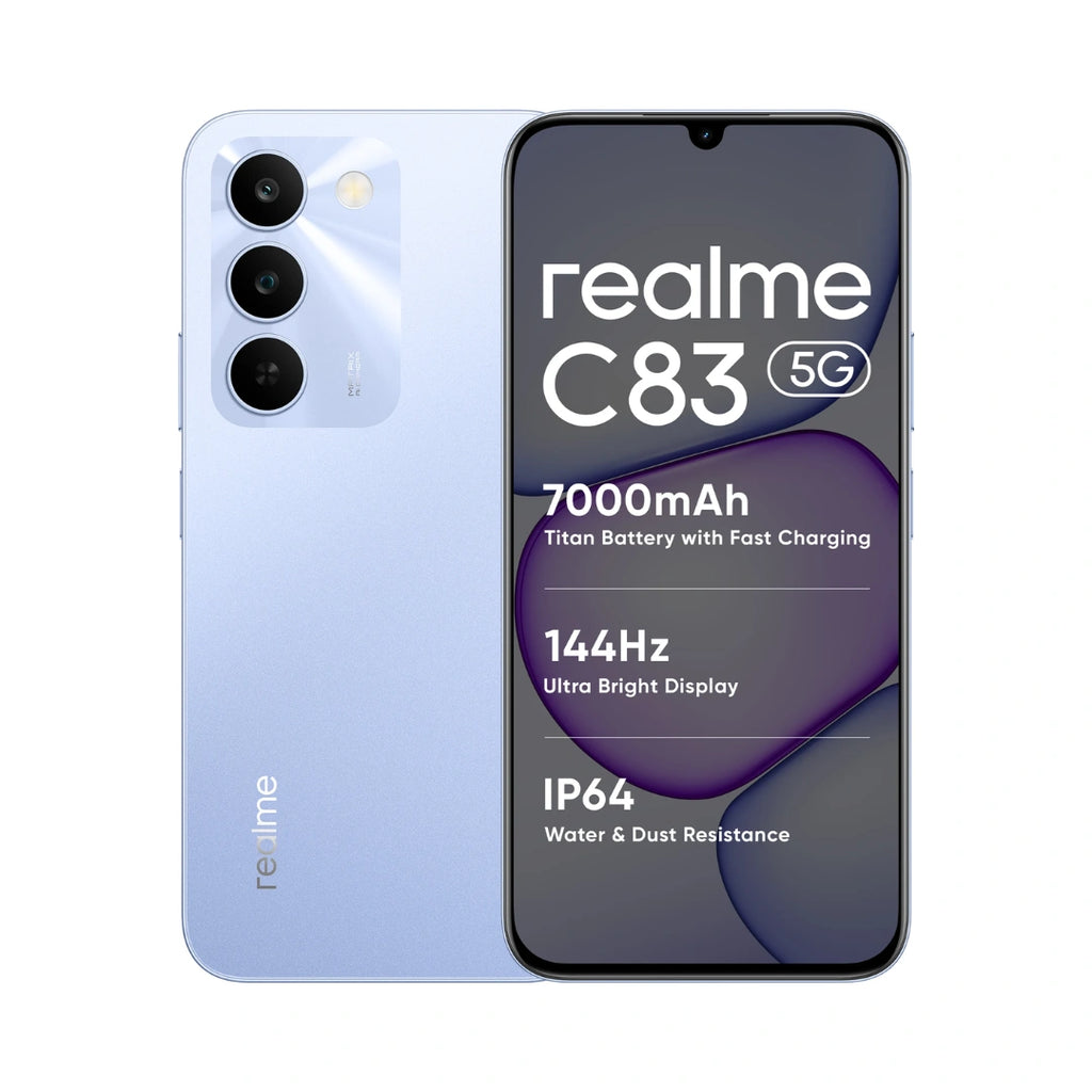 Realme C83 5G | 6.8 inches Display | MediaTek Dimensity 6300 | Realme UI 7.0 | 13MP Rear Camera | 5MP Front Camera | 7000mAh Battery