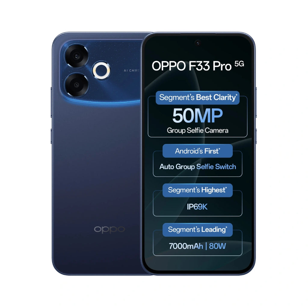 OPPO F33 Pro 5G | 6.57 inch Display AMOLED, 120Hz Refresh Rate | MediaTek Dimensity 6360 MAX | 50MP Main Camera | 50MP Front Camera | 7000mAh Battery | 80W SUPERVOOCTM Charging