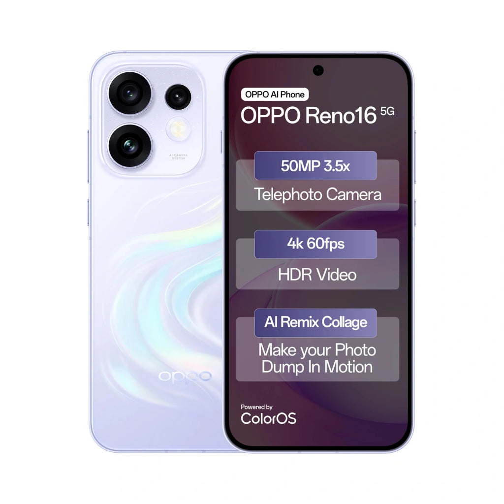 OPPO Reno 16 5G | 6.32 inch AMOLED Display | Snapdragon® 7 Gen 4 | 50MP Triple Camera | 50MP Front Camera | 6700mAh Battery | 80W SUPERVOOC Charging