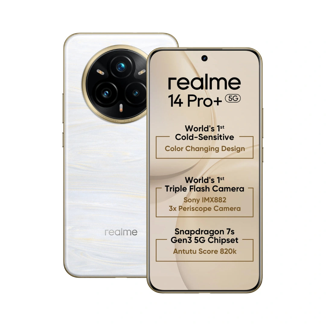 Realme 14 Pro Plus 5G | 6.83" Curved AMOLED Display | 50MP Sony IMX896 OIS + 50MP Periscope Rear Camera  | 6000mAh Battery | Snapdragon 7s Gen 3 Processor | 80W SUPERVOOC