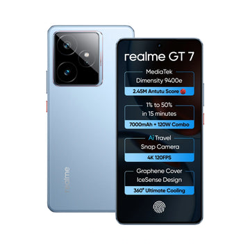 realme GT 7| India's 1st MediaTek Dimensity 9400e Chipset | Strongest Battery Combo 7000mAh + 120W | AI 4K 120FPS Travel Camera