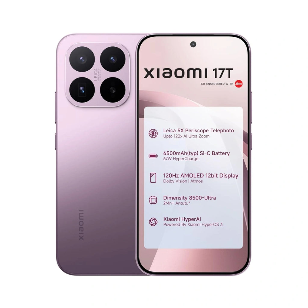 Xiaomi 17T | 6.59 inches 120Hz AMOLED Display | Corning Gorilla Glass 7i Protection | MediaTek Dimensity 8500-Ultra4nm | 50MP Triple Camera | 32MP Front Camera | IP68 Water & Dust Resistance | 6500mAh Battery