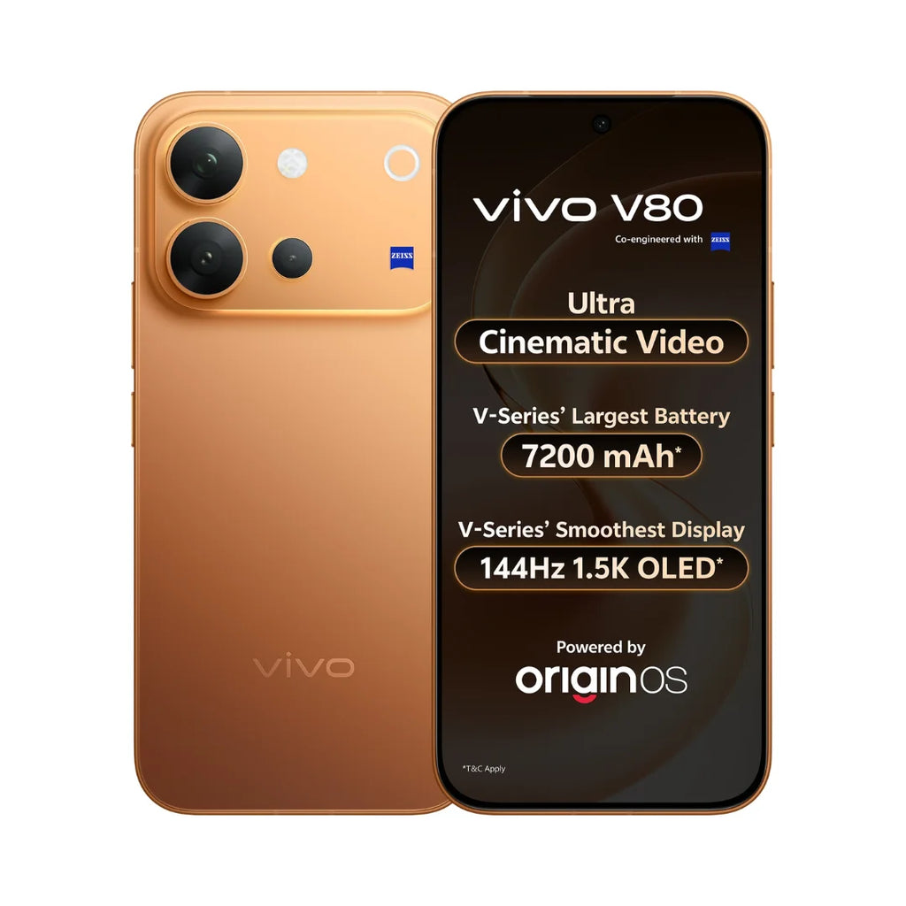 Vivo V80 | 6.59 inch AMOLED Display | Snapdragon® 7 Gen 4 | 50MP Dual Rear Camera | 50MP Front Camera | 7200mAh Battery | 90W Flash Charging | Flagship-Grade IP69 Water Resistance
