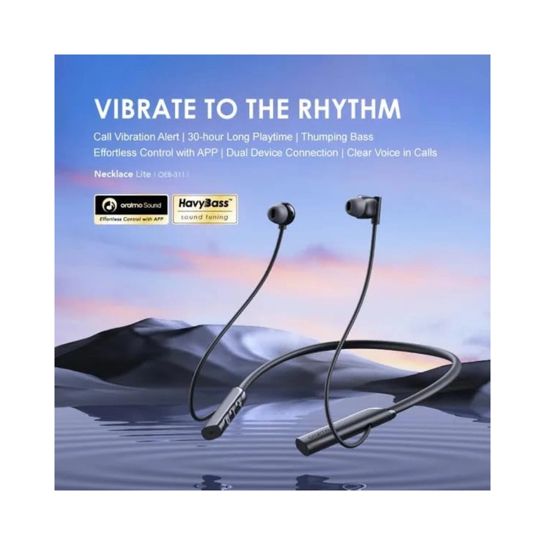 Oraimo Necklace Lite OEB-311 Neckband | IPX4 Water Resistance | Bluetooth v5.3 | 30 hrs Playtime | Noise Cancallation in Calls | Call Vibration Alert | Dual Device Connection