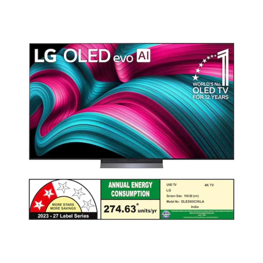 LG 65 inch OLED65C56LA.ATR | 4K OLED Display | 120Hz Refresh Rate | α9 AI Processor 4K Gen8 | α9 AI Sound Pro | High Contrast | Gray Scale | Invert Colors