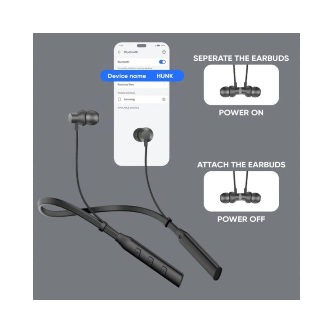 ByMuse Hunk Neckband | IPX5 Sweat Resistant | Ultra-Low 60ms Latency | 40-Hour Playtime | Perfectly Syncing Audio and Visuals