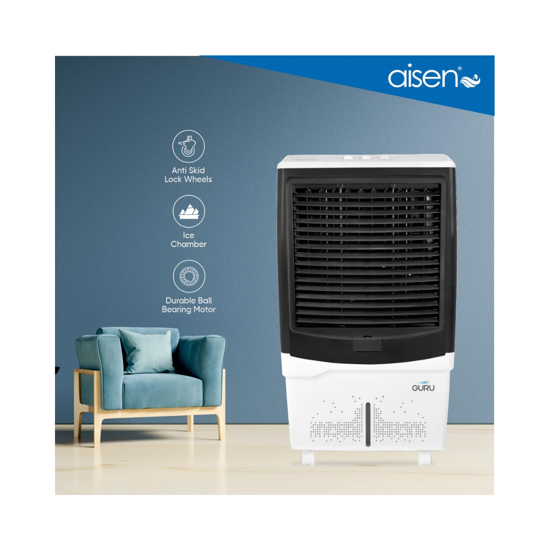 Stylo 55 liters Personal Air Cooler | ABS Fan Blade | Castor Wheel | 4 Way Air Deflection|