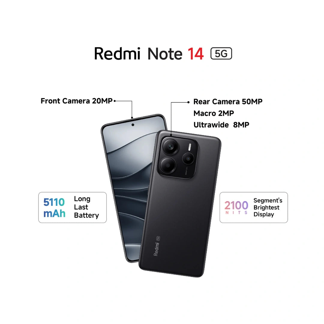 Redmi note 14 5G Mobile Phone | MediaTek Dimensity 7025 Ultra Chipset | AmOLED Display | 50MP Camera | 5110mAh Battery | 5G smartphone