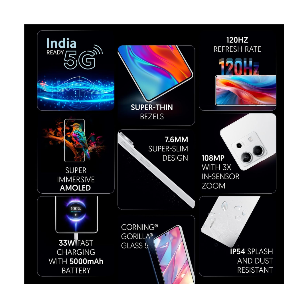 ▷ Xiaomi Redmi Note 13 5G 16.9 cm (6.67) Dual SIM USB Type-C 8 GB 256 GB  5000 mAh White