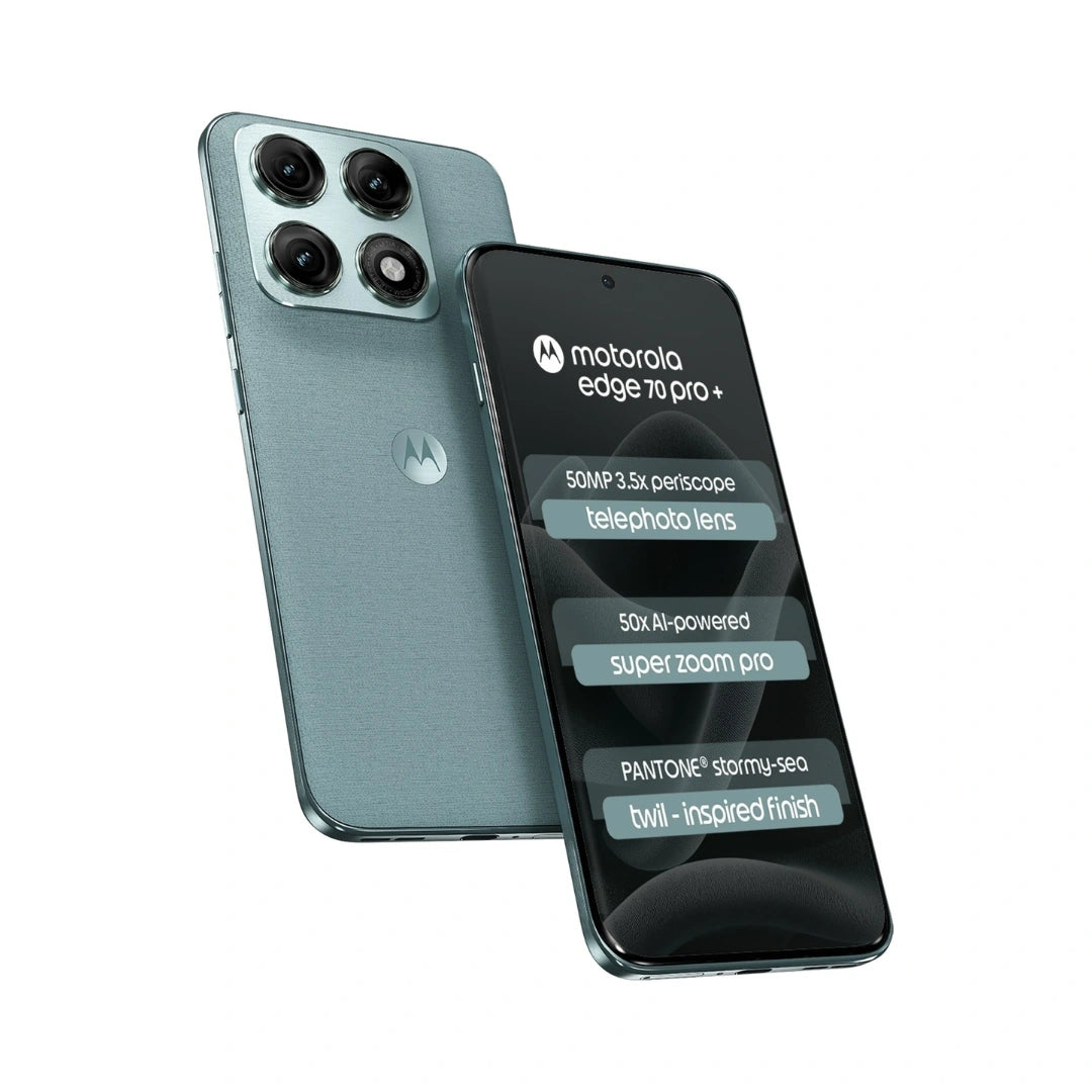 Motorola Edge 70 Pro + | 6.8" Extreme AMOLED Display | Android™ 16 | MediaTek Dimensity 8500 Extreme | 50MP Sony LYTIA™ Triple Camera | 50MP Main Camera | Dolby Atmos® Hi-Res Audio | 6500mAh Battery | IP69/IP68 Under Water Protection