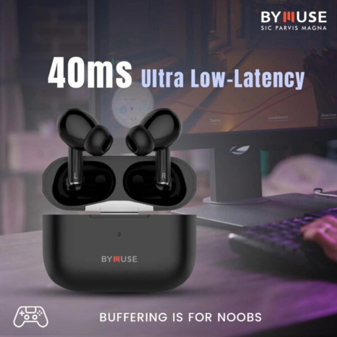 ByMuse Magnus Earbuds | Dual Mic with AI ENC for Calls | Touch Controls | BT v5.4 | Type-C Fast Charging