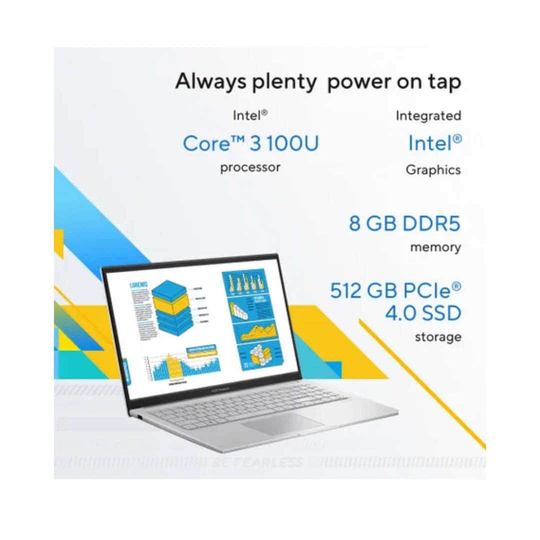 ASUS Vivobook 15 X1504VAP-IN005WS | Intel® Core™ 3 Processor | 8GB DDR5 On Board RAM | 512GB M.2 NVMe™ PCIe® 4.0 SSD | Intel® Graphics