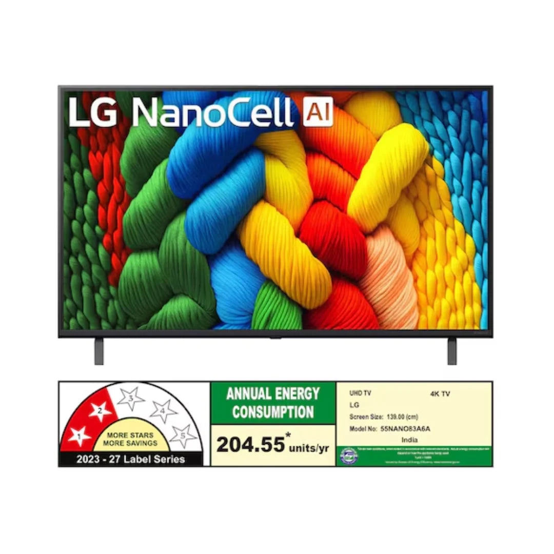 LG 55 inch 55NANO83A6A.ATR Smart TV | 4K UHD Display | 60Hz Refresh Rate | α7 AI Processor 4K Gen8 Picture Processor | webOS 25 | AI Sound - α7 AI Sound Pro