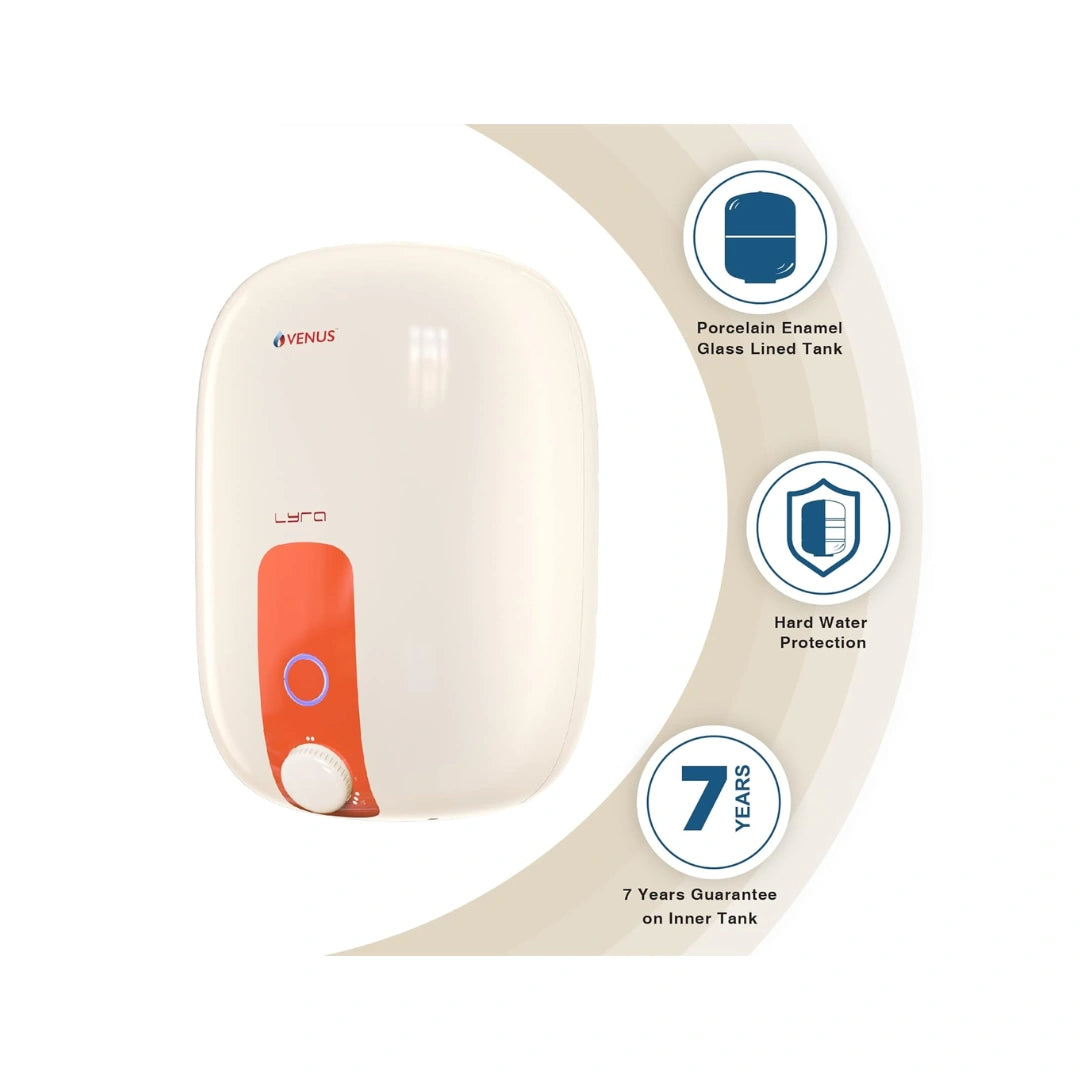 Venus Lyra 15 Litres Storage Water Heater | Suitable For large Wall Spaces | Storage Useful for Bathroom |  15 L Greater the Capacity |