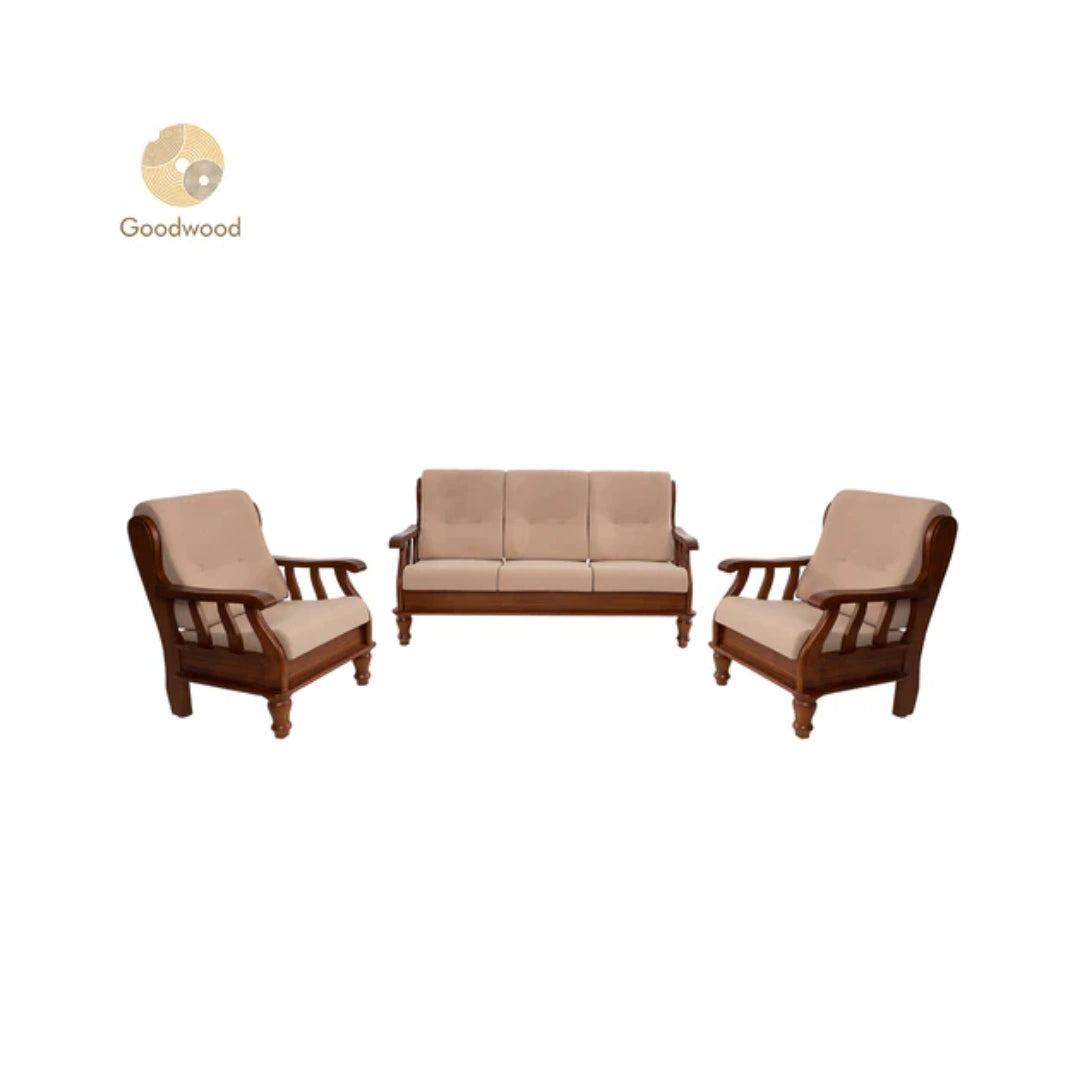 Goodwood JK-HIGH BACK 3+1+1 Sofa | Premium Fabric | Frame Material: Rubber Wood |