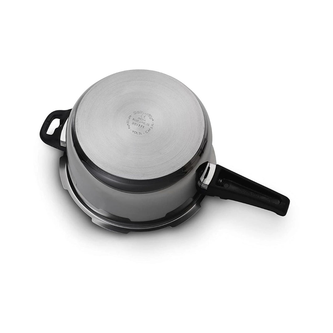 Butterfly BL-5L Blue Line Stainless Steel Outer Lid Pressure Cooker | Stainless steel pressure cooker with ATB | Gasket Release Vent (GRV) | Safety valve