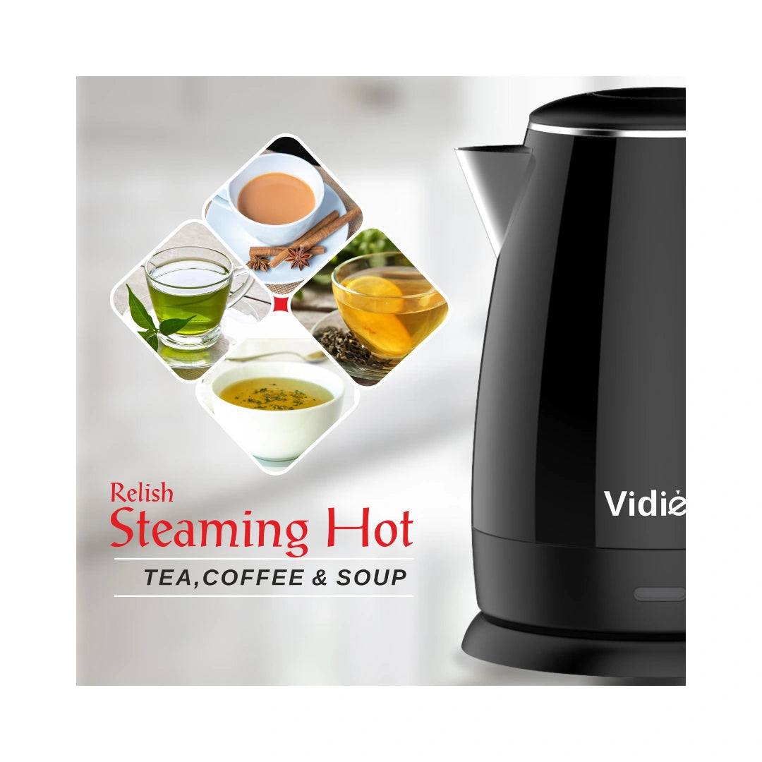VIDIEM KETTLE TUSKER 1.5 Ltr | Easy to Pour Water & Clean | Stainless Steel  | 1500 Watts