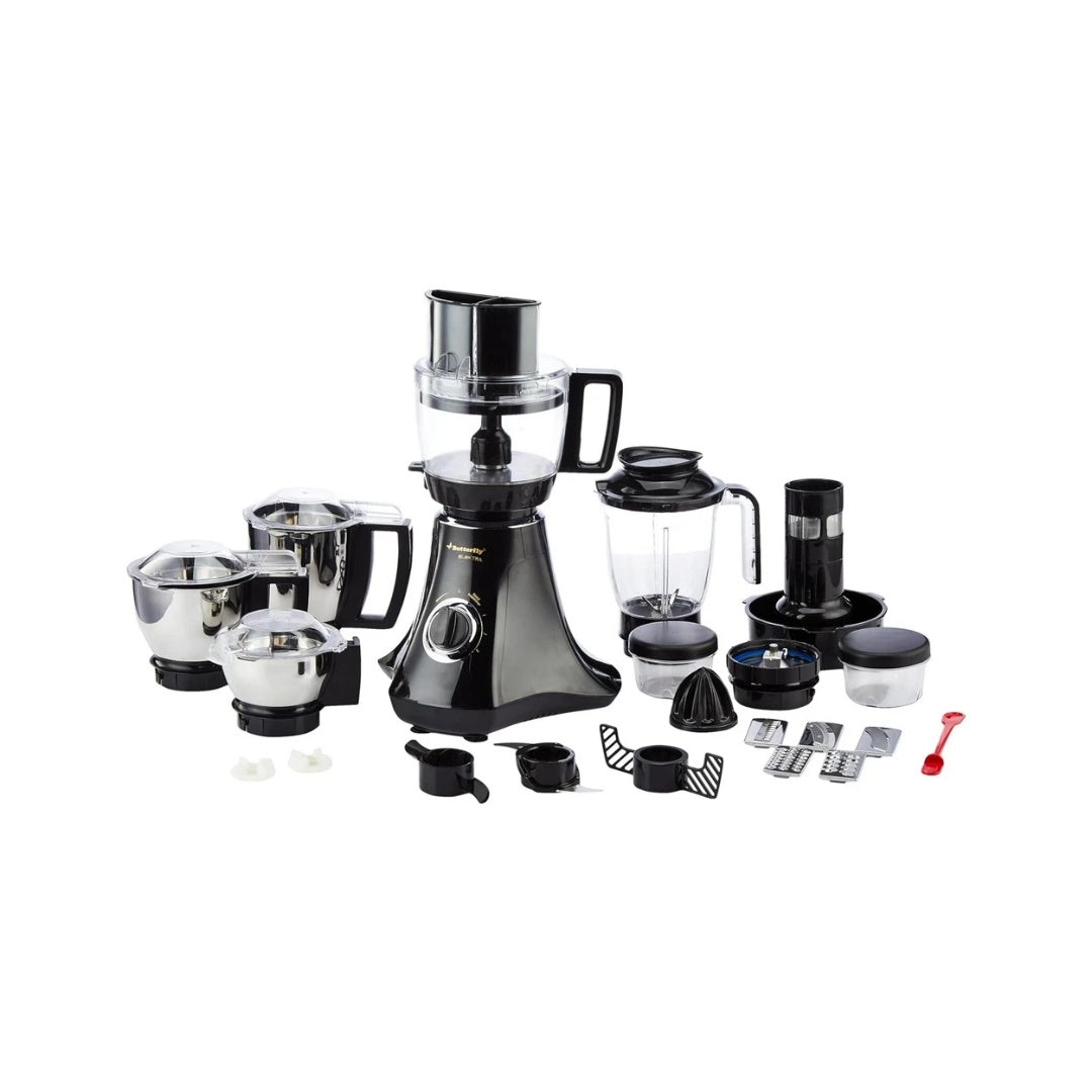 Butterfly Elektra 1 HP Food Processor, 6 Jars |  No Of Jars : 6 Jars | Watts : 1 HP | Smart Grind and store Jar | Atta kneader |  5in1 interchangeable grating and slicing blade