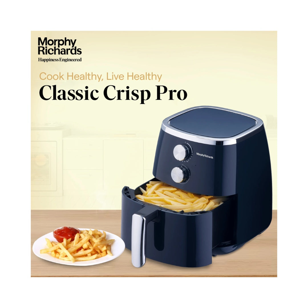 Morphy Richards 5 Litre Air Fryer |  Easy Knob Control | Adjustable Time & Temperature Control | Voltage Fluctuation Protection | Non-stick Coated Basket