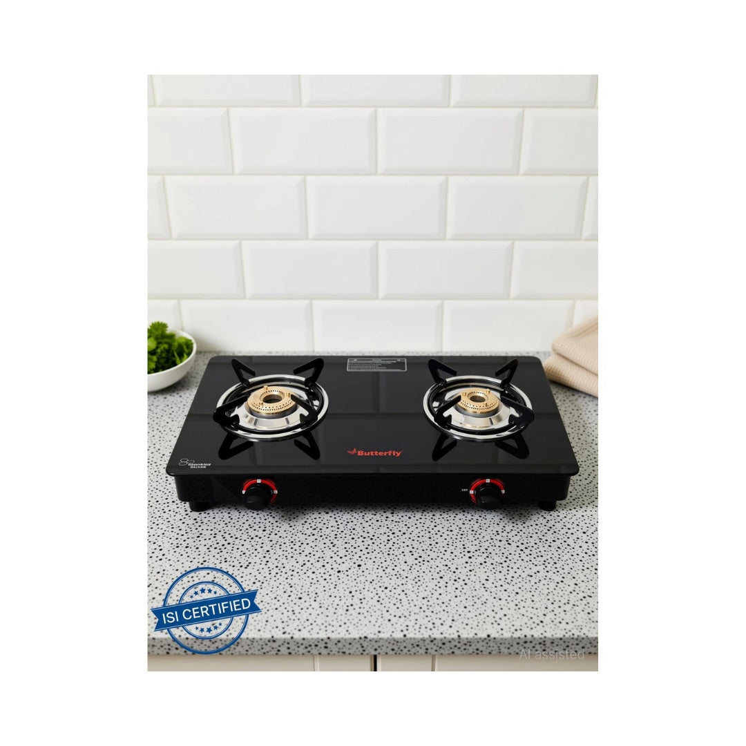 Butterfly Duo 2 Burner Glasstop Gas Stove