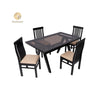 Goodwood Silcy 1+4 TW 4 Seater Dining Table Set | Rubber Wood | Table Top Material: Glass Top |