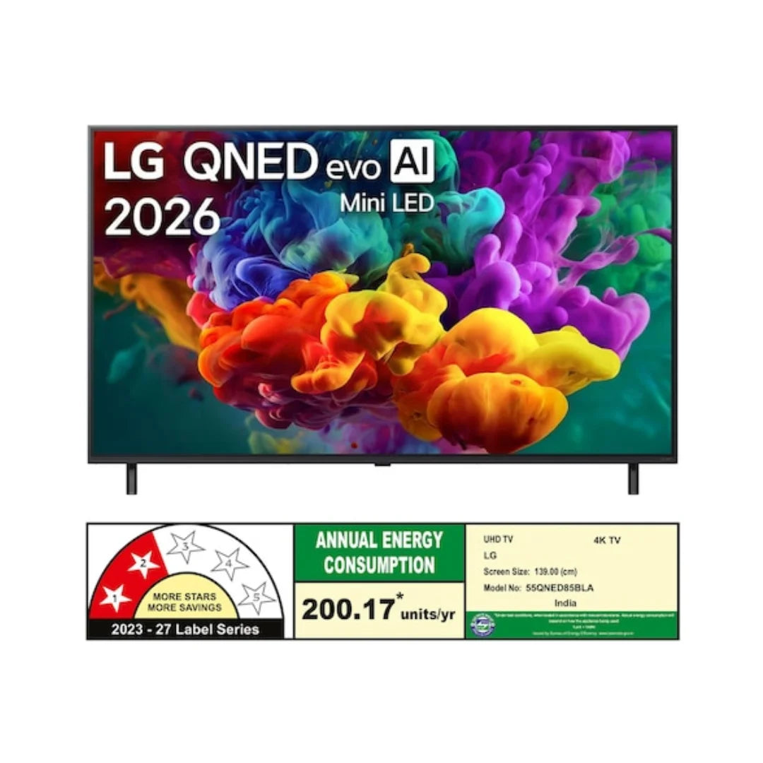 LG 55 inch 55QNED85BLA.ATR | 4K QNED Mini LED | 120Hz Native (VRR 144Hz) | Alpha 8 AI Processor 4K Gen3 | 20W Audio Output