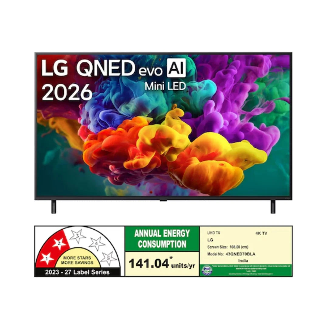 LG 43 inch 43QNED70BLA.ATR Smart TV | 4K QNED Mini LED | Alpha 7 AI Processor 4K Gen9 | 20W Audio Output | webOS 26