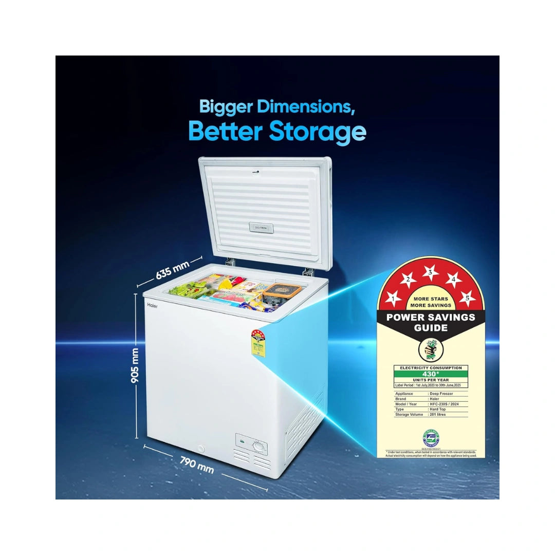 Haier | 218 Litres Single Door | Hard Top Convertible Deep Freezer |  Trapezoid Door Design ( Three layer door) | High Density Puf | Convertible Option